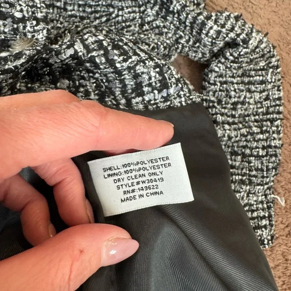 Walter Baker Bryson Tweed Jacket Blazer Boucle Black White Long Line M NEW $248 - Picture 7 of 10